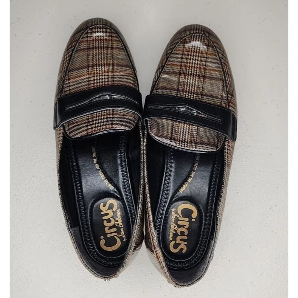 Circus Sam Edelman Hannon Plaid Slip On Penny Loafers Womens Size 7.5 EUC